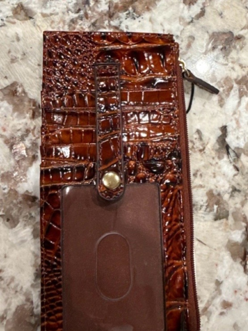 Brahmin Pecan Melbourne Croc-Embossed Leather Wallet - Brown